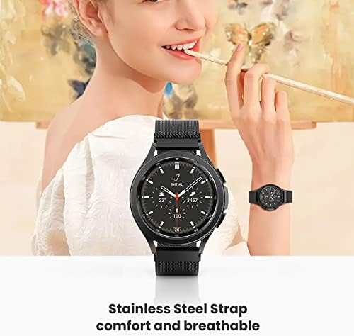 Benzi Kingofkings Compatibile cu banda Samsung Galaxy Watch 5/4 40mm 44mm/Watch 5 Pro 45mm/Galaxy Watch 4 Classic 42mm 46mm pentru femei și bărbați, curele reglabile magnetice, metal din oțel inoxidabil neted