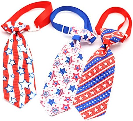 Nacoco Dog 8 Pack USA Flag Tie Cat Cute Independence Day Cravata Pet Stars and Stripes Eșarfă pentru câini mici și mijlocii