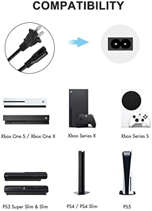 Cablu de alimentare ca compatibil cu Xbox One S / Xbox One X / Xbox Series S / Xbox Series X, PS5 / PS4 / PS4 Slim / PS3 Cablu