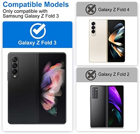 Husă Vofolen pentru Samsung Galaxy Z Fold 3 cu suport inelar, romboid moale de lux pentru femei bărbați Piele PU + carcasă Hard PC Ultra Subțire subțire rezistentă la șocuri husă de protecție pentru Galaxy Z Fold 3 Alb