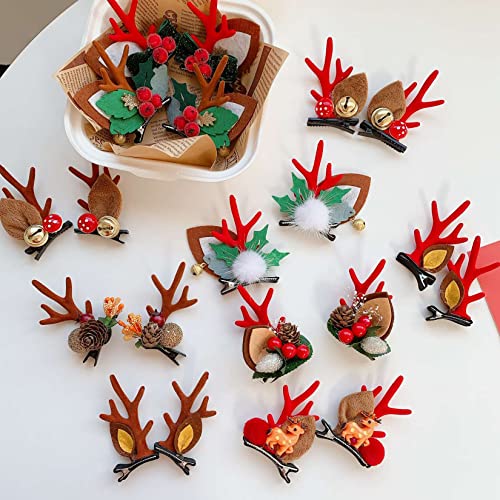 Clip de păr de Crăciun Antlers Antlers Ear Pine Conuri clopot Barrettes Barrettes Headdress Accesorii pentru păr pentru Festivalul de Crăciun