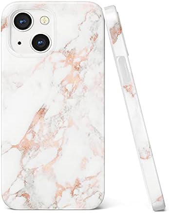 carcasă uCOLOR compatibilă cu iPhone 13 Mini 5.4 2021 model de marmură din aur roz elegant hibrid Mat Ultra subțire moale TPU carcasă de protecție