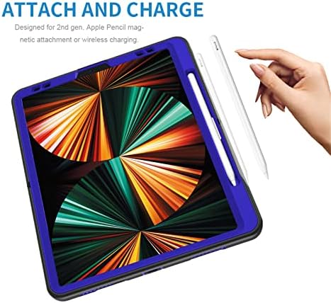 Carcasă adirmi pentru iPad Pro de 12,9 inci, strat dublu Corp complet Case rezistente la robust cu 360 ° rotativ, curea de mână/umăr, suport pentru creion