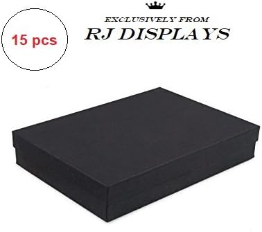 15 pachete de bumbac umplut cu bumbac negru color negru carton de bijuterii cadou și cutii de vânzare cu amănuntul Dimensiune: 7 x 5 x 1-1/8 inch de r j