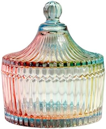 erioctry 300ml / 10oz borcan de bomboane din sticlă colorată cu capac de cristal cutie de bomboane bol de zahăr Containere