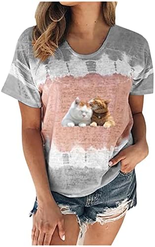 Tricou pentru femei Tricou de vară Fall Fall Mânecă Neck Graphic Graphic Sexy Tie Dye Animal Cosplay Bluză Tricou pentru doamne Q4