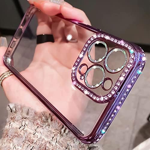 Ytanazing Compatibil cu iPhone 14 Pro Max Carcasă Placare cu sclipici de lux Bling Bling Rinstones Diamond Cover pentru fete