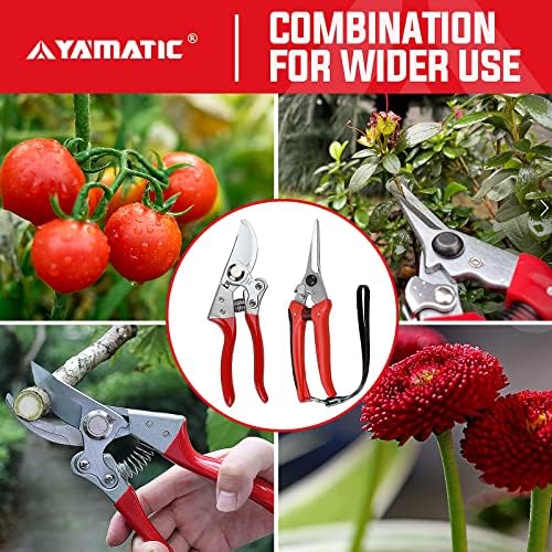 YAMATIC 2pcs foarfece de grădinărit, profesionale Micro-Tip & amp; Bypass foarfece de tăiere pentru toate scenariile de tăiere, grele forjate din oțel Pruners pentru plante, Flori, Ierburi, muguri ,frunze, Bonsai tunderea