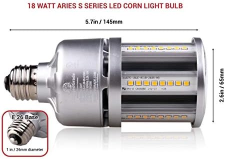 Bec de porumb LED de 18 wați-2340 lumeni-bec de porumb LED din seria Aries S-bază Standard E26-3000k-înlocuire pentru 70 watt HID/HPS/halogenură metalică sau CFL-eficiență ridicată 130 Lumen / watt
