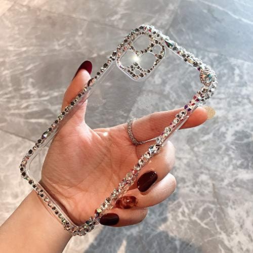 MOSEZA compatibil cu iPhone 14 Pro Max caz de lux Bling Stras sclipici Sparkle telefon caz pentru femei Fata 3D diamant cristal silicon clar Caz de protecție