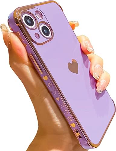 MTBacon compatibil cu iPhone 13 Mini caz placare de lux dragoste inima galvanizat margine drăguț Partea mici dragoste model pentru femei Moale TPU rezistent la șocuri Camera caz de protecție pentru iPhone 13 Mini