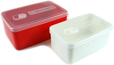 QG 68 & amp; 40oz recipiente dreptunghiulare din plastic pentru depozitarea alimentelor cu capace fără BPA-2 bucăți roșu & amp; Alb