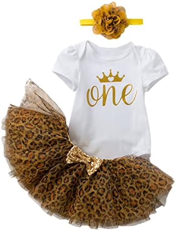 Zusnxaxe pentru fete pentru copii pentru copii a doua zi de naștere Ruffles mânecă romper și fustă florală cu imprimeu leopard cu bandă de cap