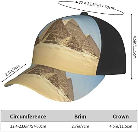 Șapcă de Baseball imprimată piramidă egipteană de epocă, șapcă tată reglabilă, potrivită pentru alergare pe orice vreme și activități în aer liber Negru