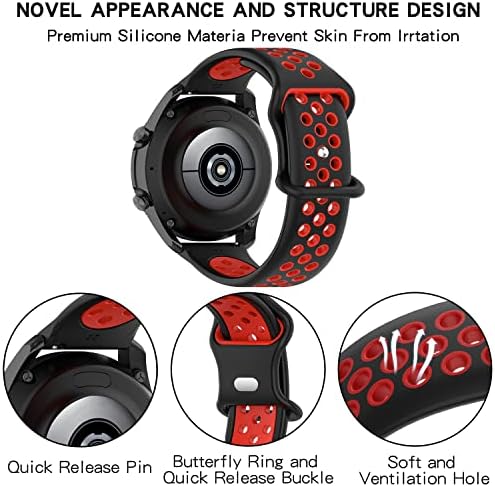 Benzi de ceas Binsiton compatibile cu Samsung Galaxy Watch 3 45mm/Galaxy Watch 46mm/Gear S3 Frontier Classic/Garmin Forerunner 935/945/Fenix 5/Fenix 6/Fenix 7/quatix 5 / Vivoactive 4 45mm, 22mm silicon moale respirabil benzi Bratara înlocuire pentru Ticwatch Pro / E2 / S2 / GTX / Pro 3 / Fossil Gen