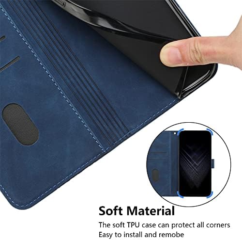 MEMAXELUS portofel caz pentru Samsung Galaxy S22 Ultra 5g, Galaxy S22 Ultra 5g telefon caz cu Kickstand Card titularul Slot carouri model premium piele caz de protecție pentru Samsung S22 Ultra 5g Albastru HX4