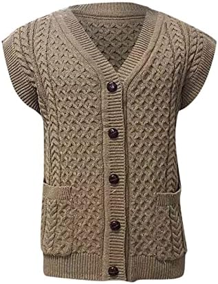 Jachete pentru bărbați Cottonvest pulover tricot relaxat în formă de gât V nelegat cu mâneci tricotate vestă pentru bărbați