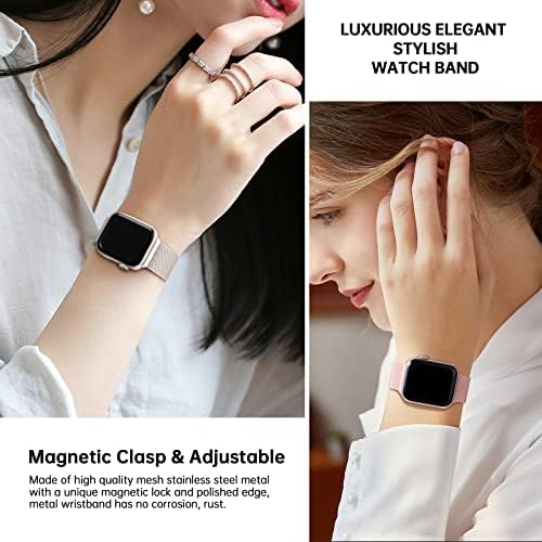 Benzi magnetice metalice OHOTLOVE compatibile cu banda Apple Watch 38mm 40mm 41mm 42mm 44mm 45mm 49mm pentru femei pentru femei, curea magnetică din oțel inoxidabil pentru seria Iwatch Ultra/8/7/6/5/4/2
