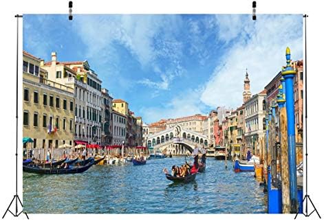 Beleco 10x6.5ft Fabrical Venice Italia fundal gondola aproape de faimosul pod Rialto din Venice Phtography fundal pentru decorare pentru petrecere joc pentru adulți Bare de naștere Photoshoot Photo Background Reps
