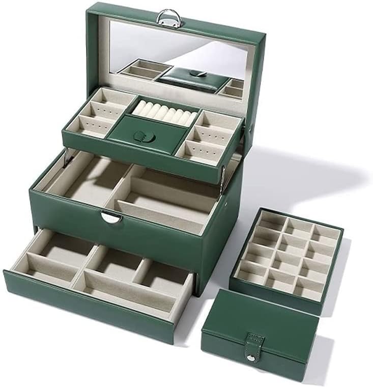 Bijuterii Yalych cutii de bijuterii cutii de bijuterii cu trei straturi, cutie de depozitare a bijuteriilor cu capacitate mare, carcasă de bijuterii portabile multifuncționale, Decorație pentru casă Organizator de bijuterii