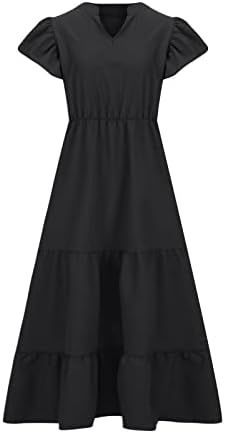 Rochii lmdudan plus dimensiuni pentru femei 2023 cu mânecă scurtă v gât rochie lungă modă de culoare solidă curgă flux o linie sundress