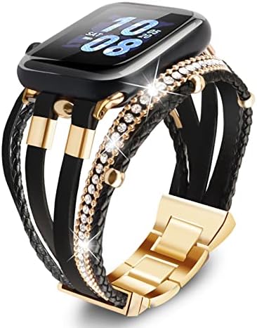 Brățară Acedax lucrează cu Apple Watch Band 44/45mm, curea de piele Boho Chic pentru Apple Watch Ultra Band 49mm cu cataramă metalică neagră, bijuterii cu ambalaj multistrat pentru seria Iwatch 8 7 6 SE 5 4 3 Women