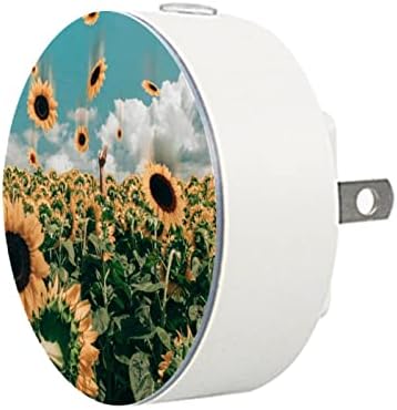 2 pachete plug-in plug-in LED LED LED Night Blossom Floarea soarelui cu senzor de amurg până la zori pentru cameră pentru copii, pepinieră, bucătărie, hol