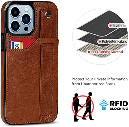 Husă pentru iPhone 14 Pro, portofel din piele PU femei fată Kickstand Cataramă de protecție curea de mână Husă pentru iPhone 14 Pro 6.1 2022