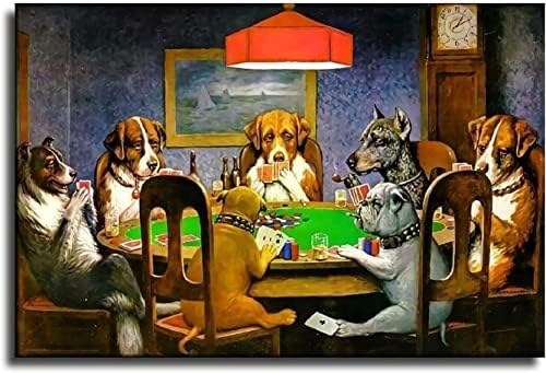 Câini care joacă poker animale amuzante poster arta arta pictură pânză imprimați inspirație camera spirituală camera dormitor decor camera de zi