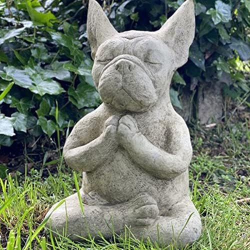Câine meditând, rășină Statuie de câine taur francez, statuie pentru câini-răscumpărare Zen Animal Yoga Figurină, Crafts Garden Decoration Figurină