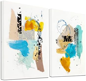 Zessonic Creative Creative Abstract Art Art Decor - 2 pachet 16 x 24 Uplifting Color Abstract Canvas Artwork cu textură de mână pentru sufragerie, sufragerie, birou, gata de atârnare