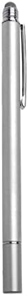 Boxwave Stylus Pen compatibil cu Lilliput TM -1018 - DualTip Capaciity Stylus, Sfat cu vârf de fibră Tip disc Capacitor Stylus Pen pentru Lilliput TM -1018 - Silver metalic