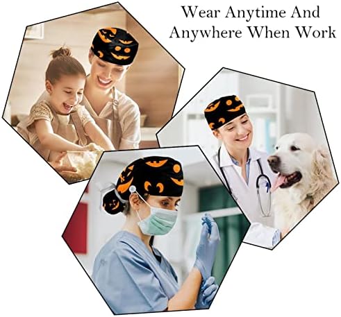 2 pachete șapcă chirurgicală cu bandă de transpirație, pălării respirabile cu părul lung, capace de scrub de asistent medical reglabil