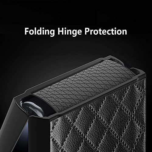 Carcasă din piele Fyton Samsung Galaxy Z Flip 4, carcasă Z Flip 4 cu protecție la balamale, husă de protecție cu Design de lux pentru Samsung Galaxy Z Flip 4 5G, Negru