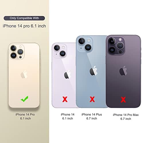 ULAK compatibil cu husa portofel iPhone 14 Pro cu suport pentru Card, husa Flip iPhone 14 Pro pentru femei Fete Flower PU piele Kickstand Wristlet husa telefon rezistenta la socuri pentru iPhone 14 Pro 6.1, Negru