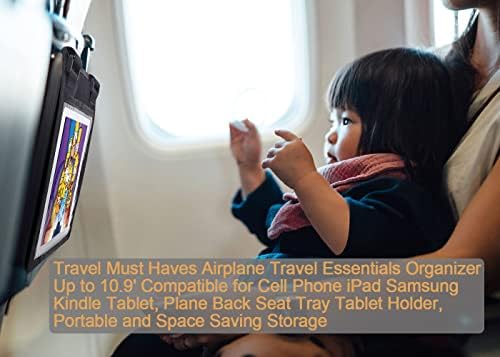 Elementele esențiale de călătorii pentru copii pentru copii, trebuie să călătorească Avion de călătorie Esențiale Essentials Organizator până la 10.9 compatibil pentru telefonul mobil iPad Samsung Kindle, Suport pentru tavă pentru scaun din spate