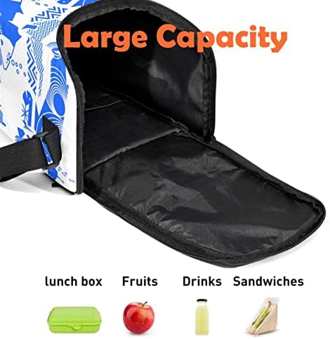 GUEROTKR geanta de prânz pentru femei, cutie de prânz pentru bărbați, cutie de prânz pentru bărbați,Model de pește balenă albastră