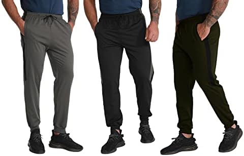 RPOVIG Sweats Panants Joggers Antrenament de jogging: Pantaloni sportivi pentru bărbați cu buzunare Set 3 piese pentru alergarea drumeției la sală de gimnastică