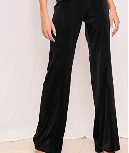 Sematomala feminin catifea elastică talie flacără palazzo pantaloni lungi cu nervuri întinse subțire corp pantaloni de fund