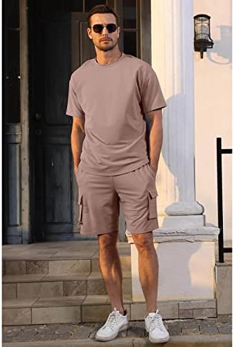 Aulemen pentru bărbați 2 bucăți cămașă set piese de traseu casual casual transpirații cu mânecă scurtă ținute sport de vară
