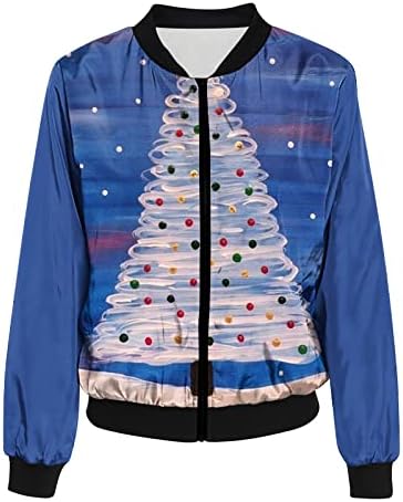 Jachetă Cardigan cu mânecă lungă la modă 2023 pentru femei drăguț om de zăpadă Imprimeu Zip up deschis față toamnă jachetă Casual paltoane Topuri