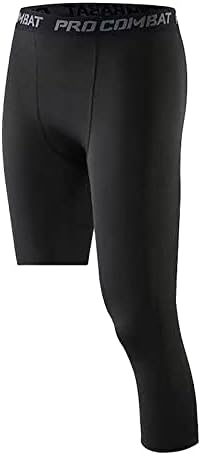 Bărbați 3/4 cu un picior de compresie jambiere de bază culori solide colanți întinși slim se potrivesc lenjeriei atletice pantaloni