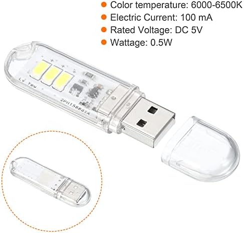 Patikil 6000-6500K Mini LED-uri USB, 4 pachet 0,5W Touch Touch Portabil LED LED LED Stick Slim LAMP LAMPE PENTRU CAMPING Laptop
