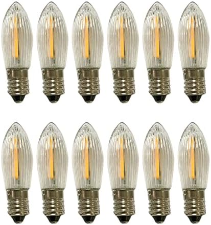Ydjoo E10 LED bec 0.5 W LED Filament Becuri Crăciun Lumânare lumină lanț bec LED înlocuire bec cald alb E10 șurub LED flacără C6 lumânare bec pentru lumini lumânare, 12 pachet