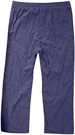 Wenkomg1 Pantaloni de lenjerie de bumbac bărbați, pantaloni scurți uscați rapid, pantaloni de tragere la mijloc, cu talie extensibilă, cu talie extensibilă