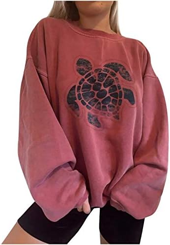 Jwzuy Womens Turtle Turtle Grafică Panouri grafice casual, cu mânecă lungă cu mânecă lungă, bluze Vintage Bluze care ies din blaturi