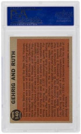 Babe Ruth Lou Gehrig 1962 Topps New York Yankees Baseball Card 140 PSA EX -MT 6 - Carduri de baseball slabbed
