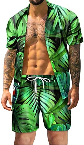 Costum de pistă hawaian Vickyleb pentru bărbați, costume hawaiene pentru bărbați la modă vacanță de vară, cămașă de plajă de vară