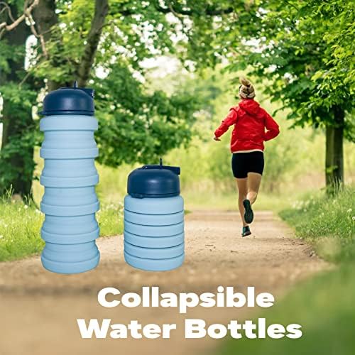 Sticle de apă pliabile, 16 oz 500 ml sticle de apă pliabile portabile, sticla de apă de scurgere de apă reutilizabilă BPA Sticle de apă din silicon fără drumeție pentru călătorii de camping