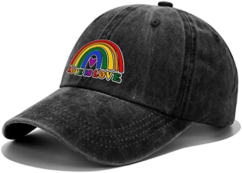 Unisex Adult Dragostea este dragoste pălărie reglabil în dificultate Tata pălărie Vintage Blugi bumbac Denim curcubeu mândrie șapcă de Baseball